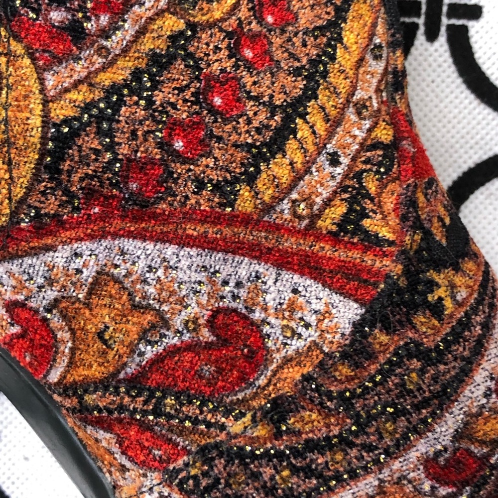 Paisley Red Mid-Heel Fashion Boots - Picture 5 of 6